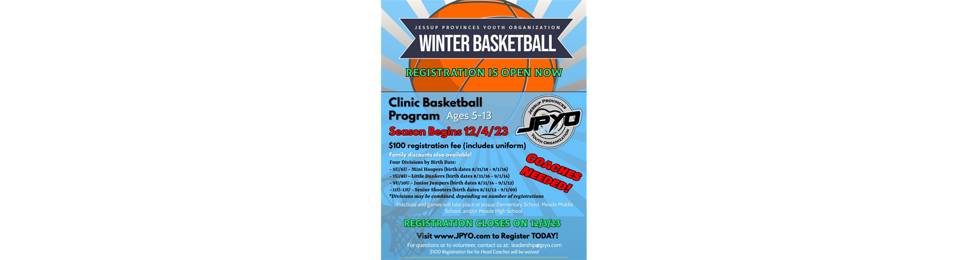 Basketball Registration is OPEN