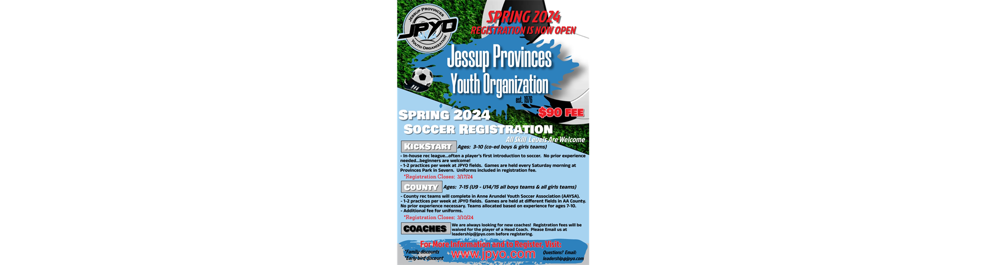 Spring '24 Soccer Registration is OPEN
